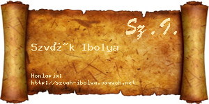 Szvák Ibolya névjegykártya